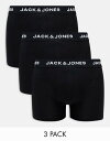 【送料無料】 ジャック アンド ジョーンズ メンズ トランクス アンダーウェア Jack & Jones 3 pack briefs in black with logo waistband Black