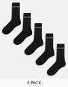 【送料無料】 ジャック アンド ジョーンズ メンズ 靴下 アンダーウェア Jack & Jones 5 pack ribbed logo socks in black Black