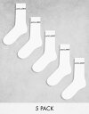 【送料無料】 ジャック アンド ジョーンズ メンズ 靴下 アンダーウェア Jack & Jones 5 pack ribbed logo socks in white White