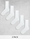 【送料無料】 ジャック アンド ジョーンズ メンズ 靴下 アンダーウェア Jack & Jones 5 pack tennis socks in white White