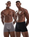 【送料無料】 エイソス メンズ トランクス アンダーウェア ASOS DESIGN 2 pack trunks in black and charcoal Multi