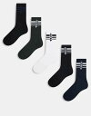 【送料無料】 ジャック アンド ジョーンズ メンズ 靴下 アンダーウェア Jack & Jones 5 pack tennis socks in black W...