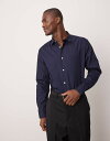 【送料無料】 エイソス メンズ シャツ トップス ASOS DESIGN formal easy iron poplin regular shirt in navy NAVY