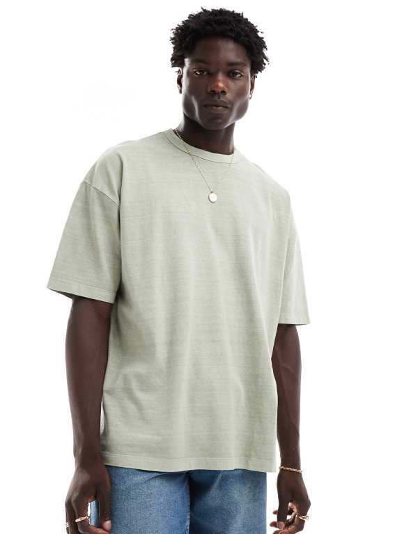 ̵   T ȥåץ ASOS DESIGN oversized t-shirt in washed gree...
