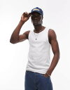 【送料無料】 トップマン メンズ タンクトップ トップス Topman rib tank top in white WHITE