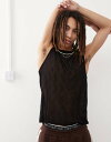 【送料無料】 コルージョン メンズ ベスト トップス COLLUSION festival knitted tank in black Black
