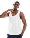 【送料無料】 エイソス メンズ タンクトップ トップス ASOS DESIGN tank top in cream Coconut milk