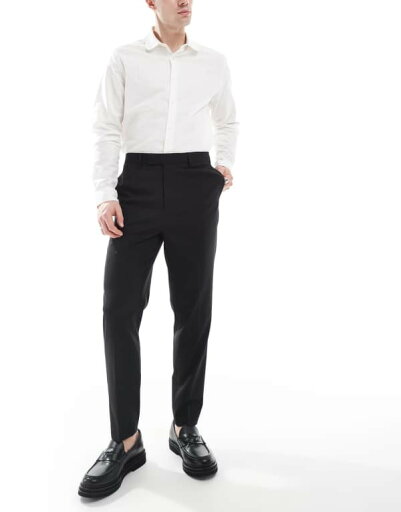 【送料無料】 エイソス メンズ カジュアルパンツ ボトムス ASOS DESIGN dressy tapered fit pants in black Black 【送料無料】 エイソス メンズ カジュアルパンツ ボトムス ASOS DESIGN dressy tapered fit pants in black Black
