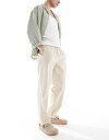 【送料無料】 プルアンドベアー メンズ カジュアルパンツ ボトムス Pull&Bear linen blend pants in sand NEUTRAL(4)
