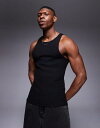【送料無料】 エイソス メンズ ベスト トップス ASOS DESIGN heavyweight muscle boxy high neck ribbed tank top in black Black