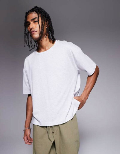 【送料無料】 エイソス メンズ Tシャツ トップス ASOS DESIGN oversized boxy contrast stitch T-shirt in gray heather White marl 【送料無料】 エイソス メンズ Tシャツ トップス ASOS DESIGN oversized boxy contrast stitch T-shirt in gray heather White marl