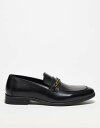 【送料無料】 エイソス メンズ スリッポン・ローファー シューズ ASOS DESIGN loafers in black with gold chain Bl...