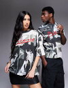 【送料無料】 エイソス レディース Tシャツ トップス ASOS DESIGN unisex boxy oversized licensed T-shirt with Picasso prints in black Black