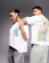 【送料無料】 エイソス レディース Tシャツ トップス ASOS DESIGN unisex boxy oversized licensed t-shirt with Pulp Fiction pop art prints in white WHITE(4)