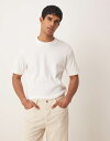 【送料無料】 マンゴ メンズ Tシャツ トップス Mango ribbed oversized t-shirt in white WHITE