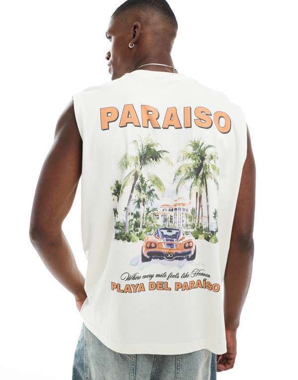 ̵   ٥ ȥåץ ASOS DESIGN oversized tank with chest and bac...