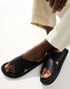 【送料無料】 エイソス メンズ サンダル シューズ ASOS DESIGN cross over strap sandals in black Black