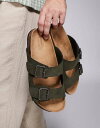 【送料無料】 エイソス メンズ サンダル シューズ ASOS DESIGN two strap sandals in olive with cork soles...