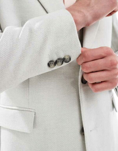 【送料無料】 エイソス メンズ ジャケット・ブルゾン アウター ASOS DESIGN slim suit jacket wool blend in light gray Ice gray