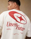 【送料無料】 エイソス メンズ Tシャツ トップス ASOS DESIGN boxy oversized heavyweight dropped shoulder T-shirt with back print in cream Tofu