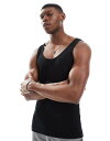 【送料無料】 エイソス メンズ タンクトップ トップス ASOS DESIGN muscle fit rib vest in black Black