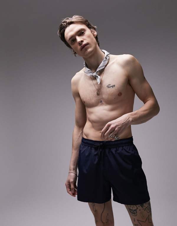 【送料無料】 トップマン メンズ ハーフパンツ・ショーツ 水着 Topman swim shorts in navy Navy