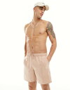 【送料無料】 エイソス メンズ ハーフパンツ・ショーツ 水着 ASOS DESIGN swim shorts in mid length in beige BEIGE(4)