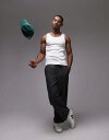 【送料無料】 トップマン メンズ ベスト トップス Topman rib tank top in white WHITE