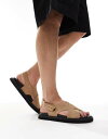 【送料無料】 エイソス メンズ サンダル シューズ ASOS DESIGN cross over sandals in stone Stone