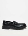 【送料無料】 エイソス メンズ スリッポン・ローファー シューズ ASOS DESIGN loafers in black with weave apron B...