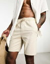 【送料無料】 オンリーアンドサンズ メンズ ハーフパンツ・ショーツ ボトムス Only & Sons linen mix elasticated waist shorts in beige Silver Lining(4)