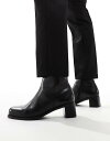 【送料無料】 エイソス メンズ ブーツ・レインブーツ シューズ ASOS DESIGN leather heeled boots in black Black