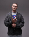 【送料無料】 トップマン メンズ カーディガン アウター Topman relaxed fit fluffy cardigan in gray texture ...