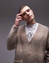 【送料無料】 トップマン メンズ カーディガン アウター Topman oversized brushed ombre cardigan in ecru ECR...