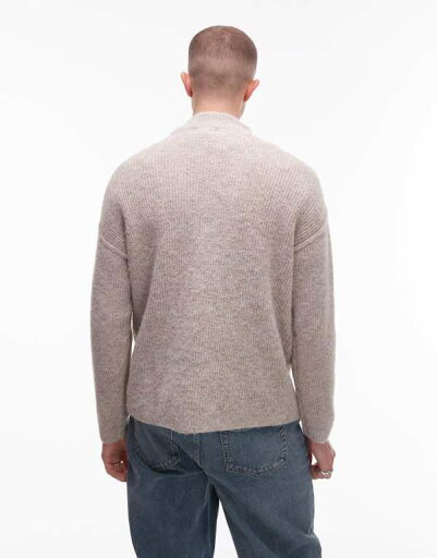 【送料無料】 トップマン メンズ ニット・セーター アウター Topman oversized 1/4 zip sweater in oat Oat