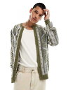 【送料無料】 エイソス メンズ カーディガン アウター ASOS DESIGN relaxed cable knit crew neck cardigan in...