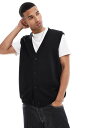 【送料無料】 エイソス メンズ カーディガン アウター ASOS DESIGN oversized v neck jersey cardigan in blac...