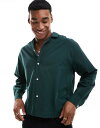 【送料無料】 エイソス メンズ シャツ トップス ASOS DESIGN oversized boxy shirt with revere collar in green Green(4)