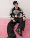 【送料無料】 リクレイム ヴィンテージ メンズ ニット・セーター アウター Reclaimed Vintage argyle collared zip up k...