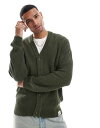 【送料無料】 オンリーアンドサンズ メンズ カーディガン アウター ONLY & SONS rib knit cardigan in green Balsam ...