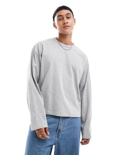 【送料無料】 エイソス メンズ Tシャツ トップス ASOS DESIGN essential heavyweight oversized boxy long sleeve t-shirt 240gsm in gray heather Gray Heather 【送料無料】 エイソス メンズ Tシャツ トップス ASOS DESIGN essential heavyweight oversized boxy long sleeve t-shirt 240gsm in gray heather Gray Heather