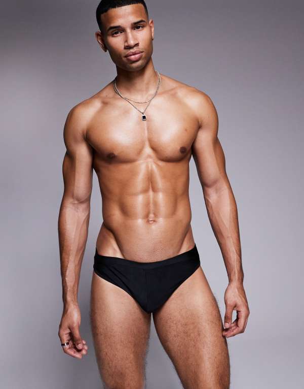 【送料無料】 エイソス メンズ ハーフパンツ・ショーツ 水着 ASOS DESIGN swim briefs in black Black