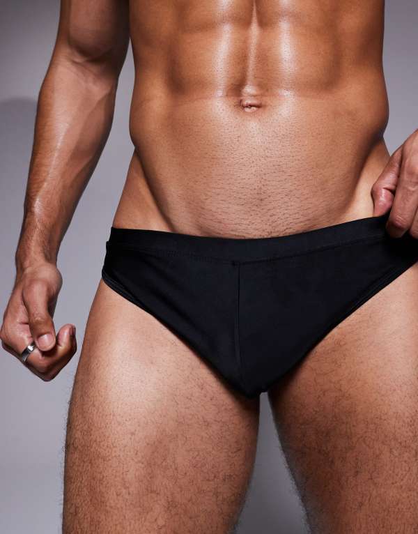 【送料無料】 エイソス メンズ ハーフパンツ・ショーツ 水着 ASOS DESIGN swim briefs in black Black