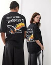 【送料無料】 エイソス レディース ベスト トップス ASOS DESIGN unisex oversized licensed T-shirt with Guinness prints in black Black