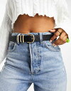【送料無料】 ピーシーズ レディース ベルト アクセサリー Pieces gold buckle belt in black Black