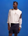 【送料無料】 エイソス メンズ ベスト トップス ASOS DESIGN cropped oversized tank top in beige with compass chest print BEIGE