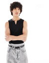 【送料無料】 コルージョン メンズ ベスト トップス COLLUSION notch neck tank in black Black