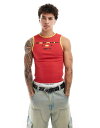 【送料無料】 コルージョン メンズ ベスト トップス COLLUSION festival vintage sports tank top in red wit...
