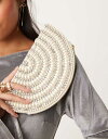 【送料無料】 トゥルーデカデンス レディース クラッチバッグ バッグ True Decadence pearl and bead crescent clutch bag in white WHITE(4)