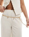 【送料無料】 アクセサライズ レディース ベルト アクセサリー Accessorize shell chain belt in gold GOLD